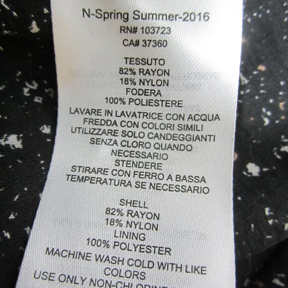 A/X Armani Exchange Women 2 Black Fleck 3/4 Sleeve Dress Sash Belt Pleats XS - Picture 6 of 11